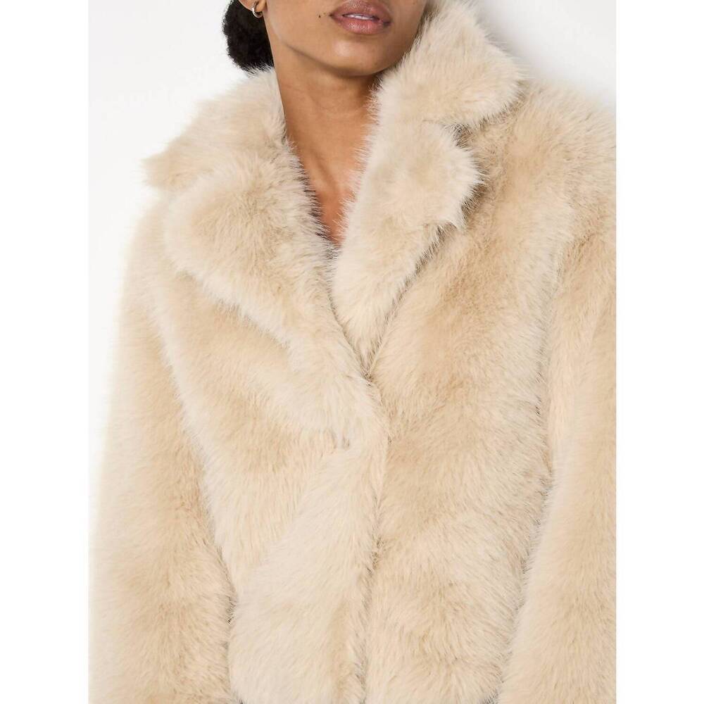 NEW APRICOT faux fur long sleeve short coat in cream - Picture 4 of 5